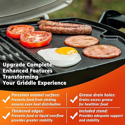 Miniatura 5 de Hisencn Plancha de hierro fundido esmaltado de porcelana 6558, 6558 piezas de parrilla para parrillas de gas Weber Q100 Q120 Q140 Q1000 Q1200 Q1400