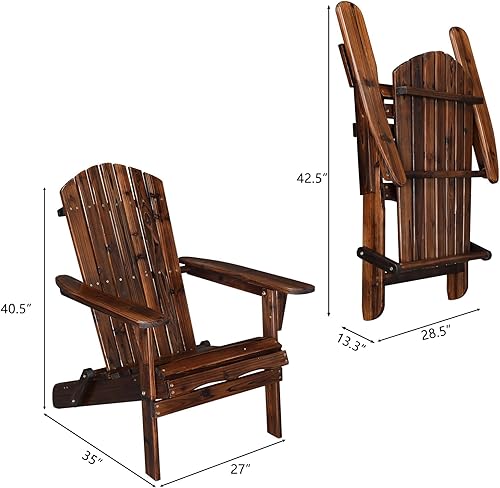 Miniatura 3 de VINGLI Juego de 4 sillas plegables Adirondack de madera para exteriores, sillas plegables para hoguera para patio, barbacoa, porche, patio, piscina