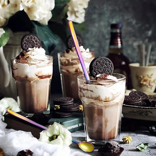 Miniatura 4 de Cuchara de mango largo (2023) Cuchara de té helado plateada, cuchara de café de acero inoxidable de 9.41 pulgadas, cuchara agitadora de cóctel,