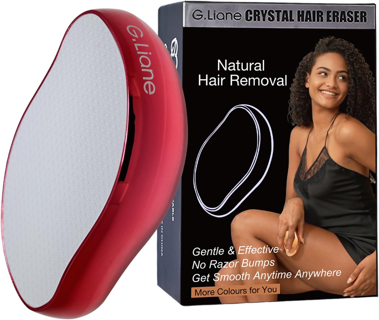 Crystal Hair Eraser,Upgraded Painless Crystal Hair Remover,Effective Nano Glass Hair Removal Device and Skin Exfoliation,Body Epilator for Women and Men(Red)