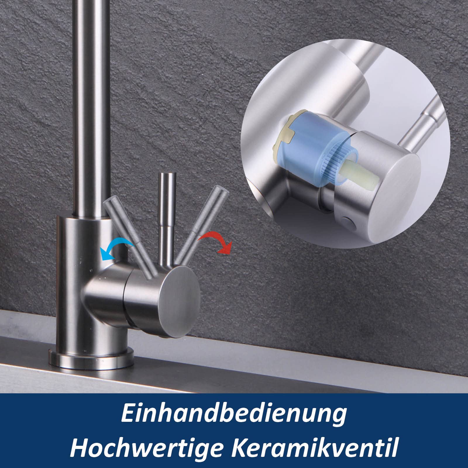 YardMonet Niederdruck Küchenarmatur Edelstahl - Ausziehbar Mit Magnet Brause