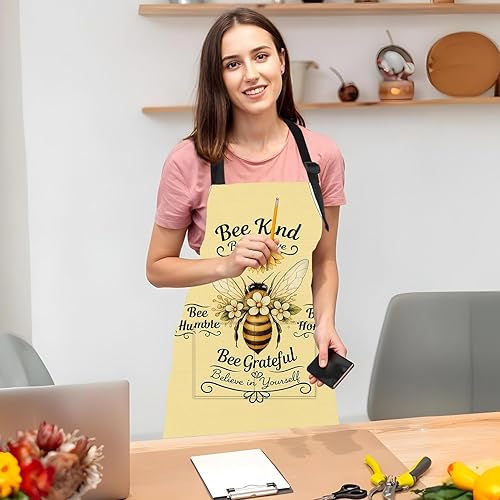 Miniatura 6 de ANNA QUEEN Divertido delantal con bolsillo para mujeres y hombres, cocina ajustable para hornear barbacoa con linda flor de animal