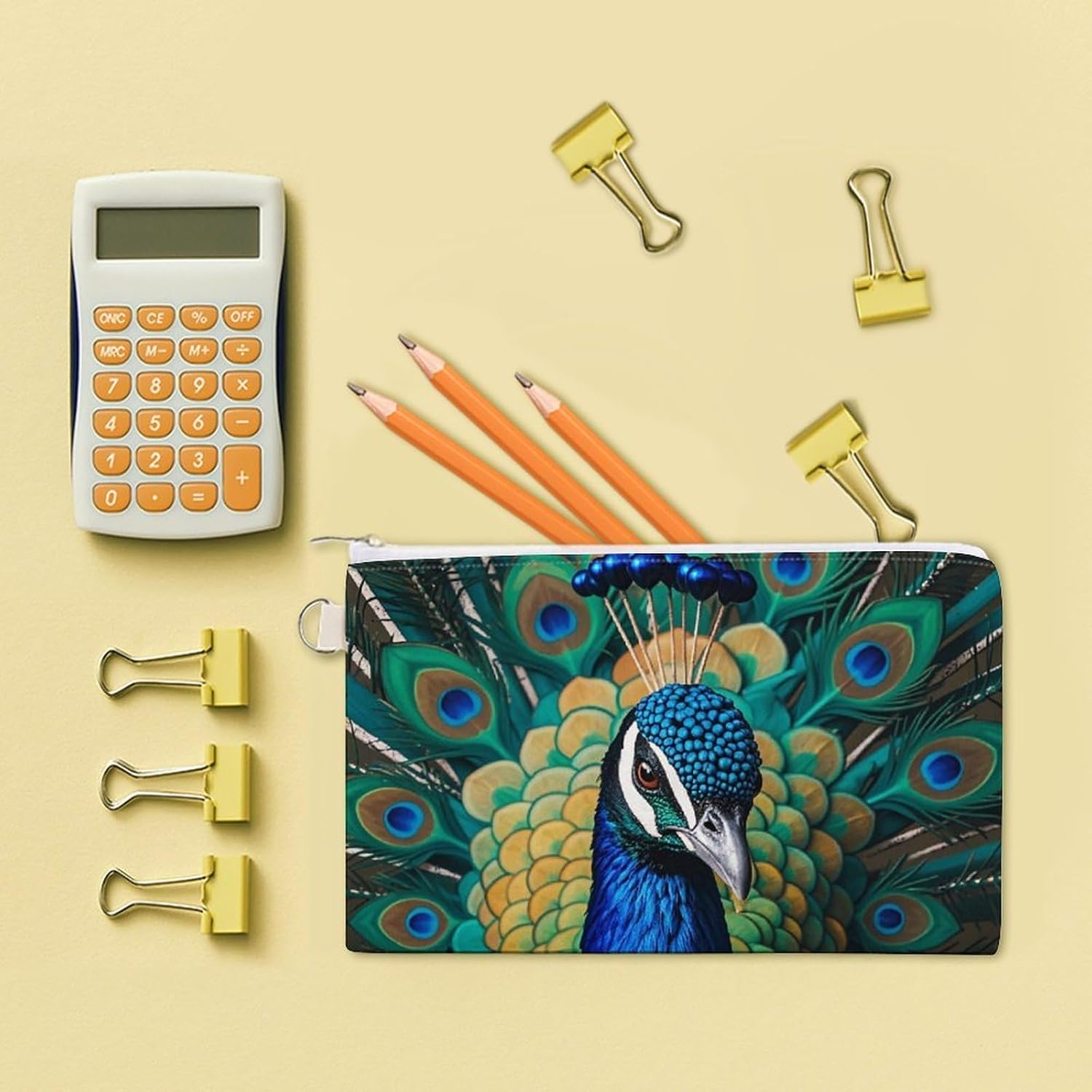 Blue Peacock Coin Purse Coin Pouch with Zipper for Men Women Portable Change Wallet Canvas Coin Bag