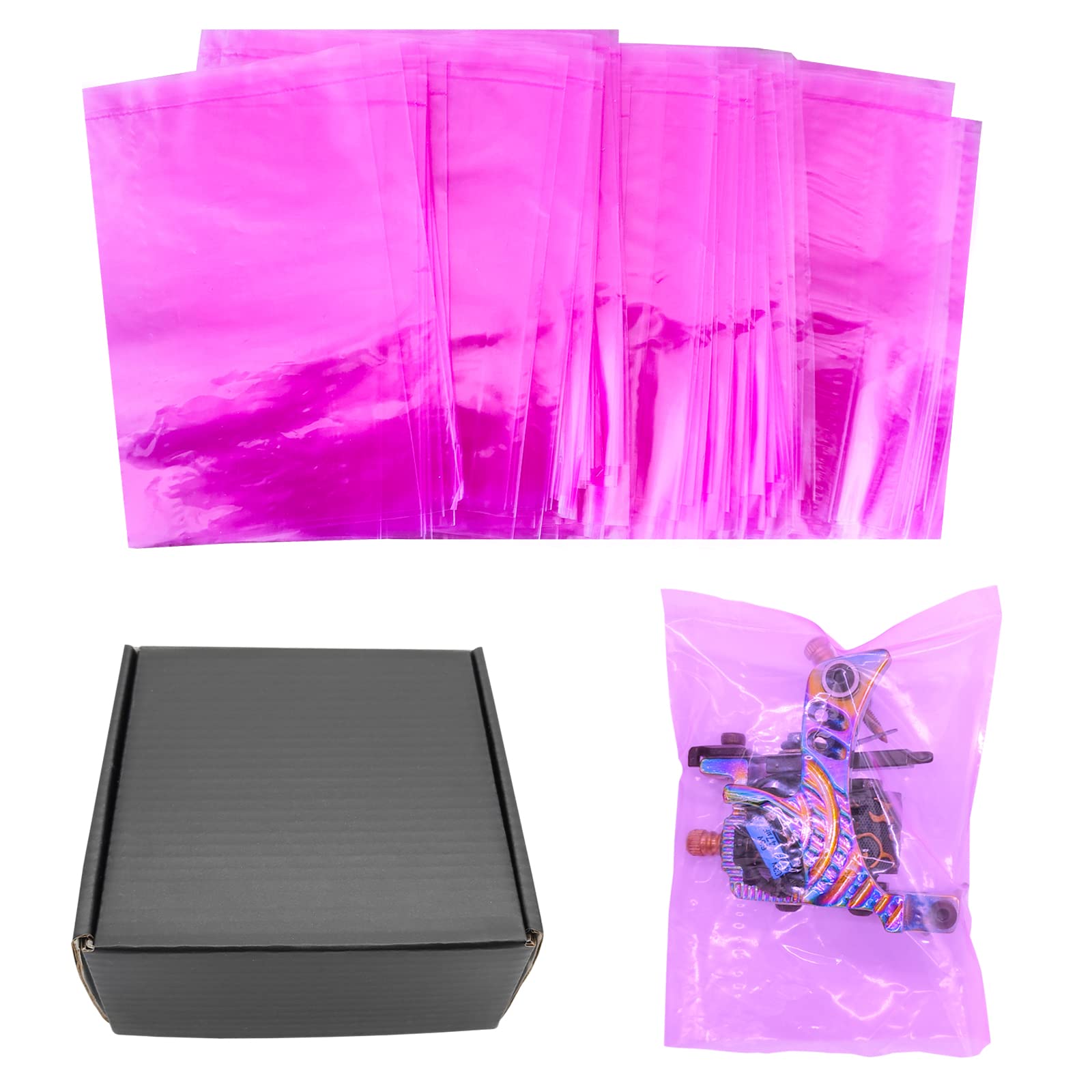 HUHKOUAETattoo Machine Bags 300pcs，disposable Tattoo Machine Bags Gun Bags Plastic Sleeve ，purple Tattoo Supplies Bags (3.9 in X 5.1 In) for Machine Covers Bags，tattoo Supplies, Tattoo Kits
