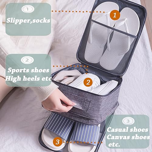 Miniatura 2 de Lisegarote Bolsas para zapatos de viaje capacidad para 3 pares de zapatos para viajes bolsa portátil para zapatos y bolsa de almacenamiento de uso