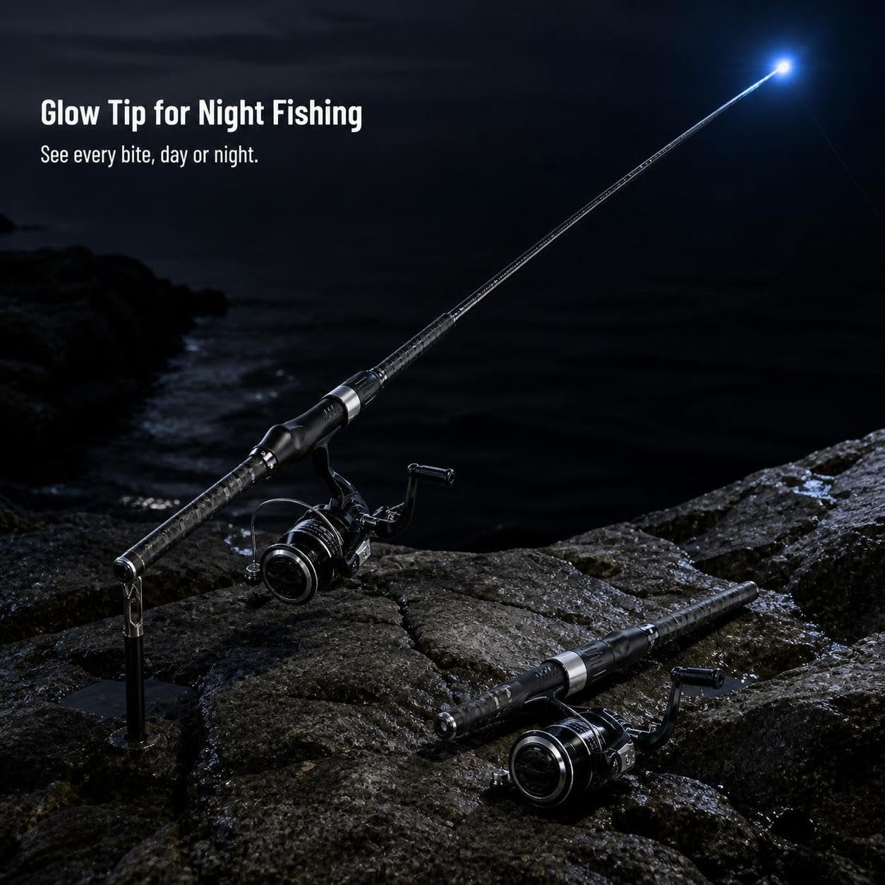 Canna da Pesca Telescopica da | Fibra di carbonio, plastica, gomma, punta luminosa, azione super rigida, metallo, per pescatori, per lago