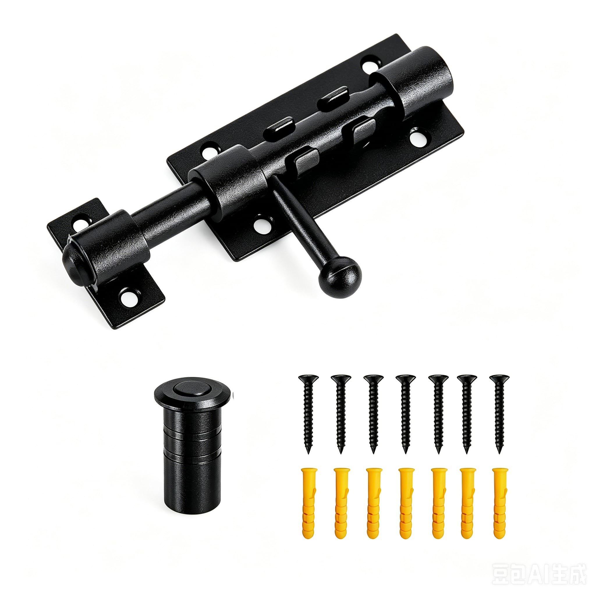 Chiavistello a barilotto, 16 cm, chiavistello per cancello, chiavistello da 14 mm, resistente, in acciaio inossidabile 304, finitura nera, per fienili, recinzioni in legno, scorrevoli, porte (2, nero