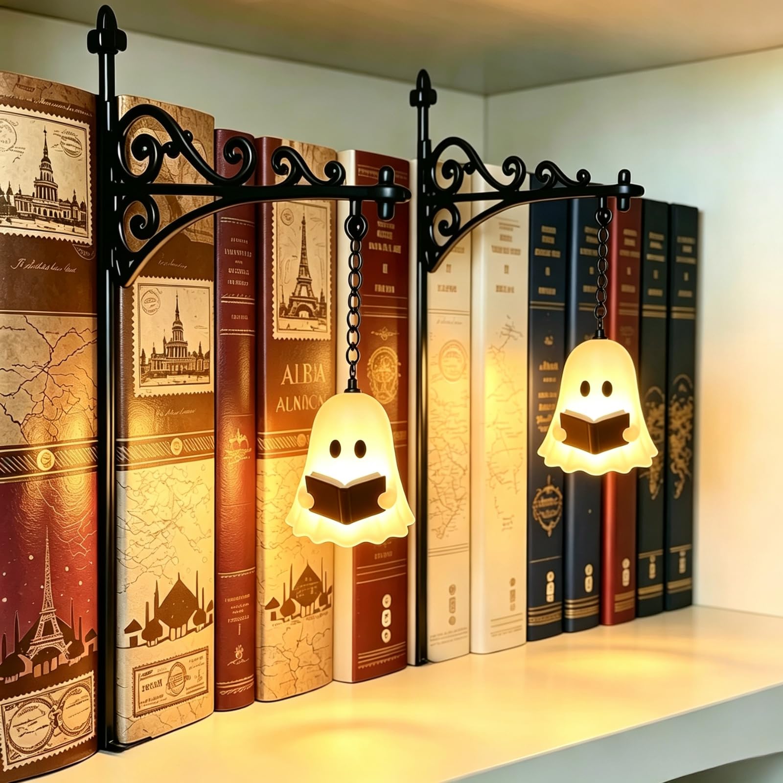 Library Lantern Mini Bookshelf Lamp Antique LED Bookshelf Lantern | for Bookworms, Ornament Book Nook Light for Reading Corner Home Library Decor, Unique Gift for Book Lovers (StyleB-2PCS)