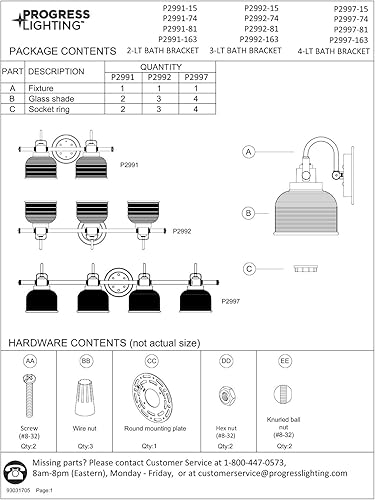 Miniatura 17 de Progress Lighting P2991-74 Archie Collection - Tocador costero de cristal prismático doble transparente, 2 luces, bronce veneciano
