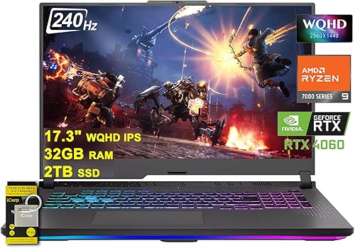 ASUS ROG Strix G17 G713 - Laptop para juegos de 17.3 pulgadas, WQHD IPS 240Hz, AMD 12-Core Ryzen 9 7845HX (Beat i9-12900H) 32GB RAM 2TB SSD GeForce