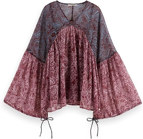 Scotch & Soda Camiseta Estampada Fil Coupe para Mujer, Blue Mountain Paisley Mix
