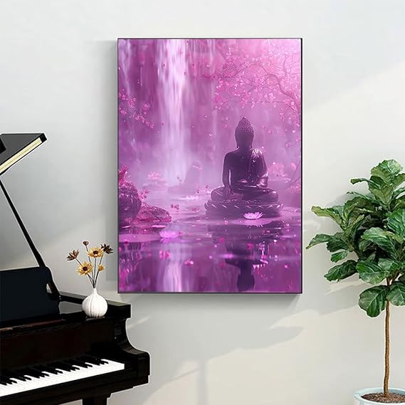 Zen Paint by Numbers Kit for Adults, Paint by Numbers Waterfall Canvas Painting kits for Adults Beginners, DIY Acrylic Watercolor Oil Painting Set, Arts and Crafts for Home Wall Decor 12x16 in -4o39
