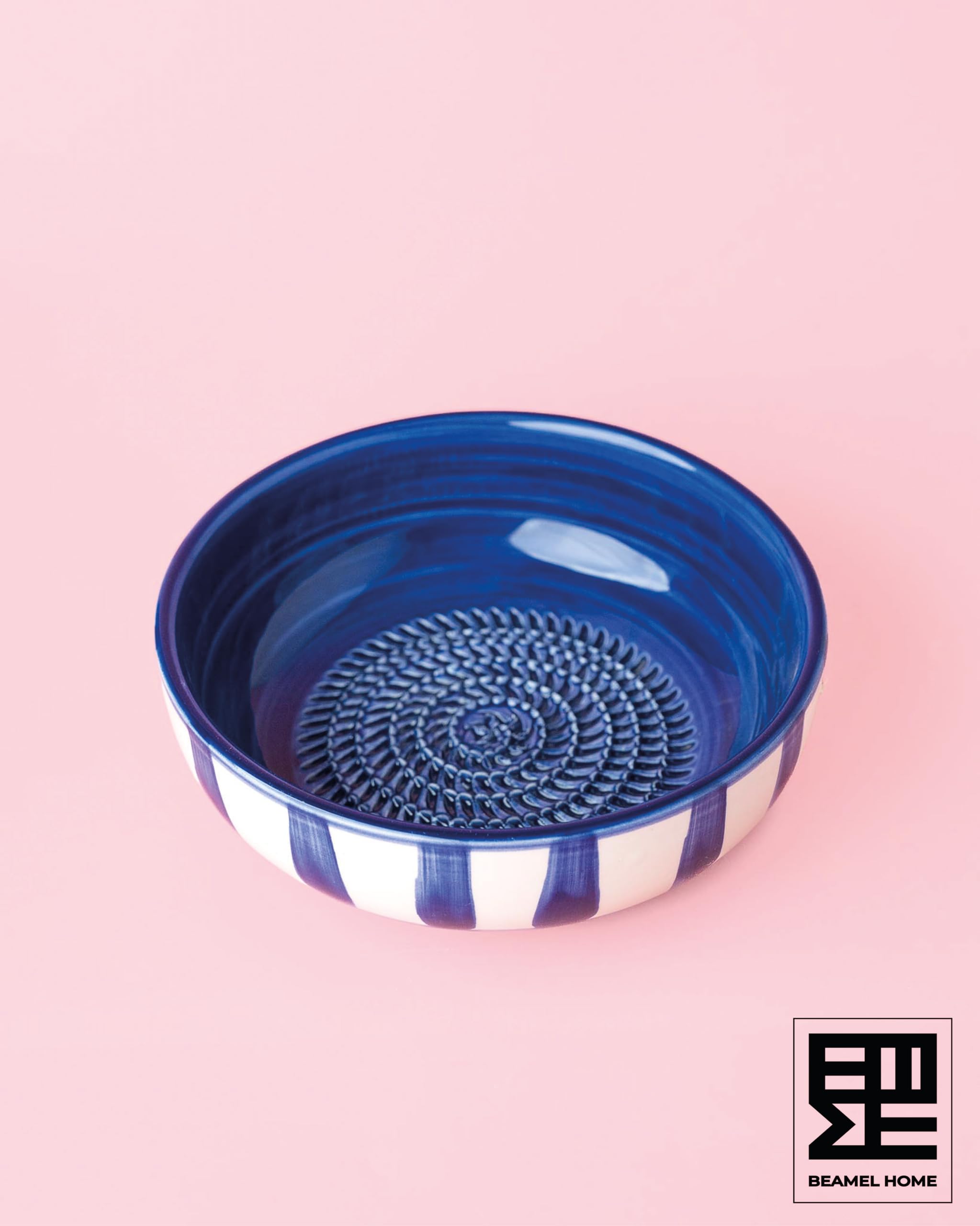 Plato Rallador Cerámica Hecho A Mano Diseño Decorativo Utensilio Cocina Arte Funcional Vajilla Artesanal (Costa Azul, Grande)