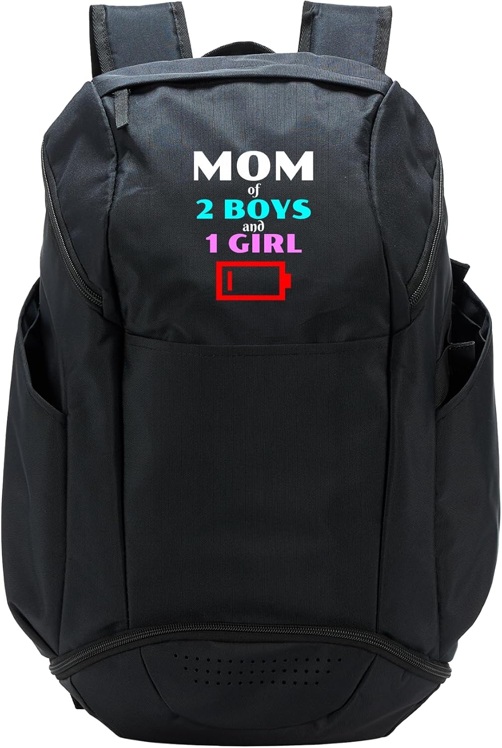 Tired Mom Of 2 Boys And 1 Girl Funny Mother Sons Daughters Sport Backpack