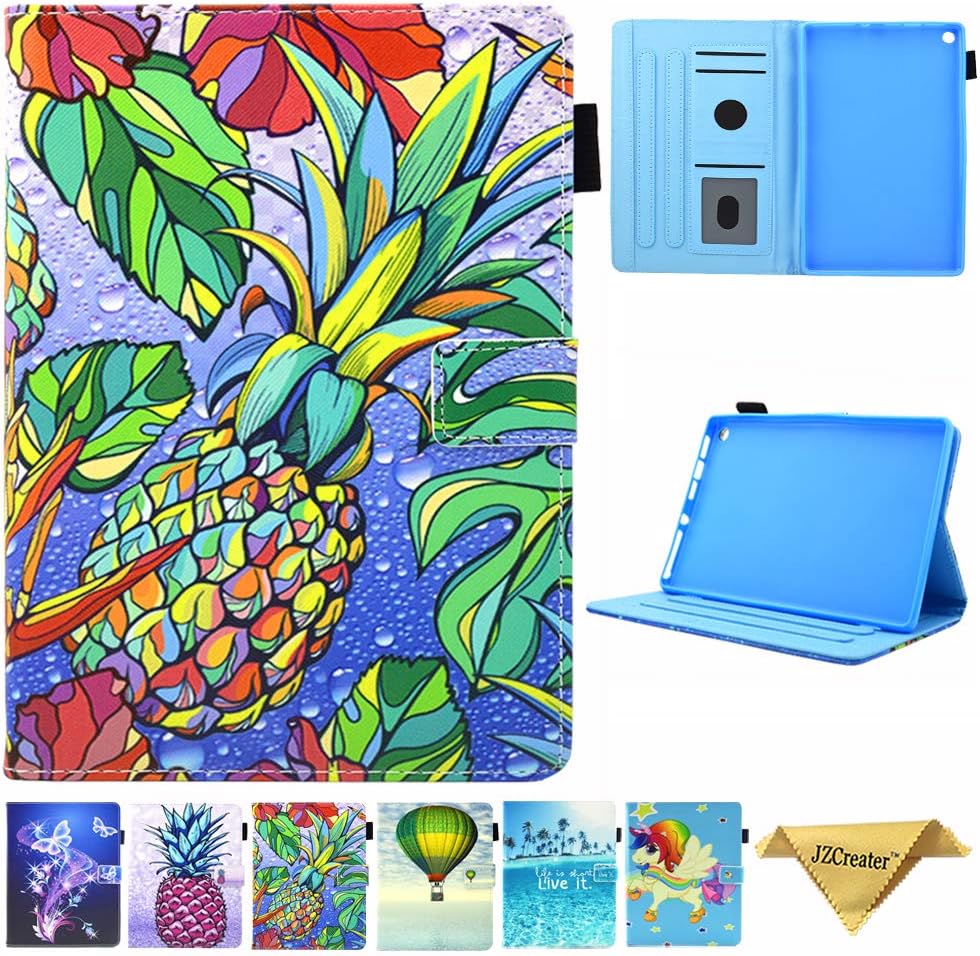 Case for Kindle fire HD 8 Old Model (Only Fit 2018 2017 2016, 8th/7th/6th Gen), Not Fit HD 8 2020 Tablet and HD 8 Plus, JZCreater Standing Case Cover with Auto Wake/Sleep, Pineapple