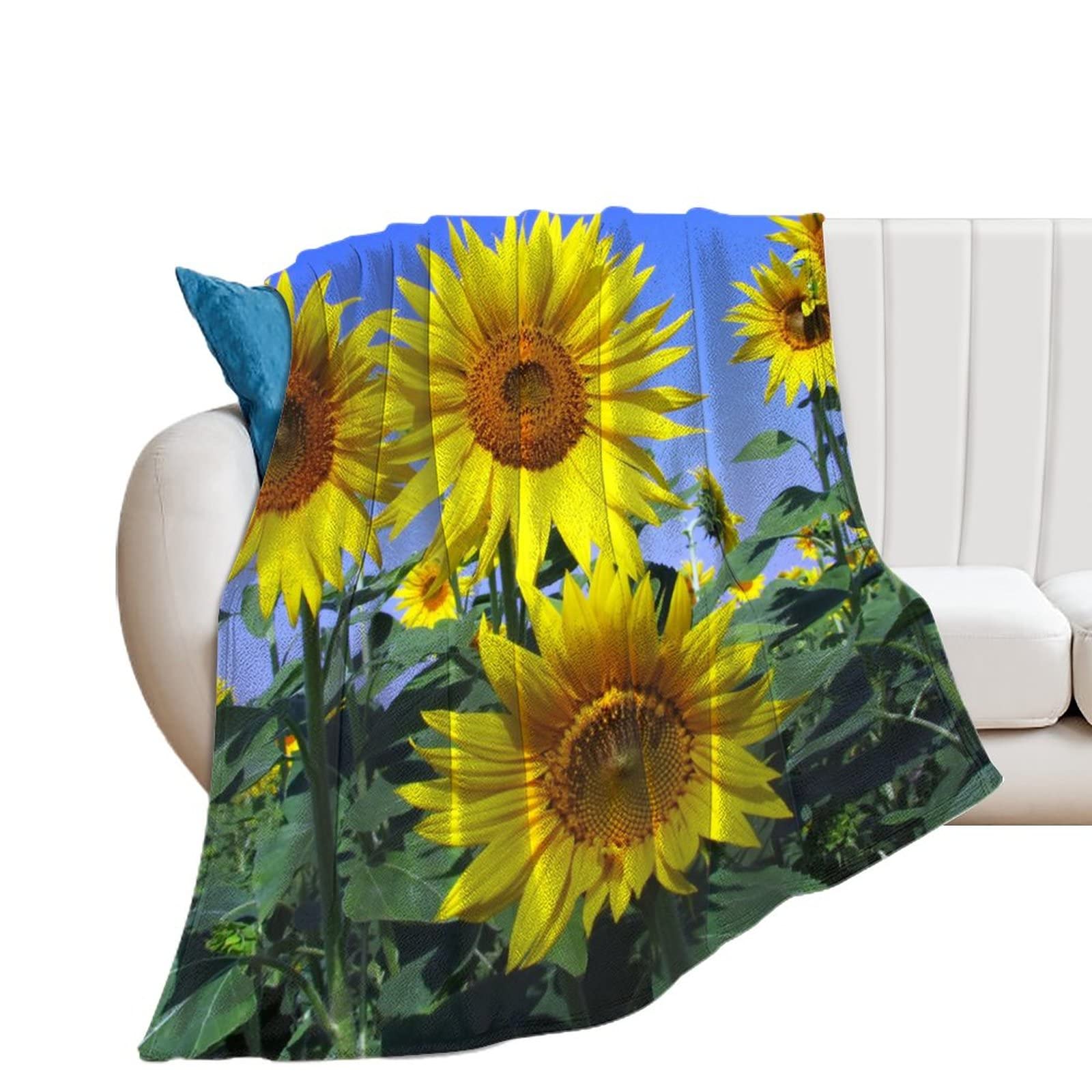 Couverture polaire tournesol : plaid doux pour un canapé chaleureux 130x150