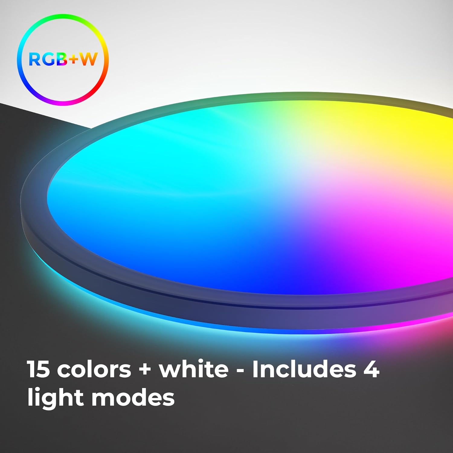 Remote control showing 15 colors and white, with 4 light modes