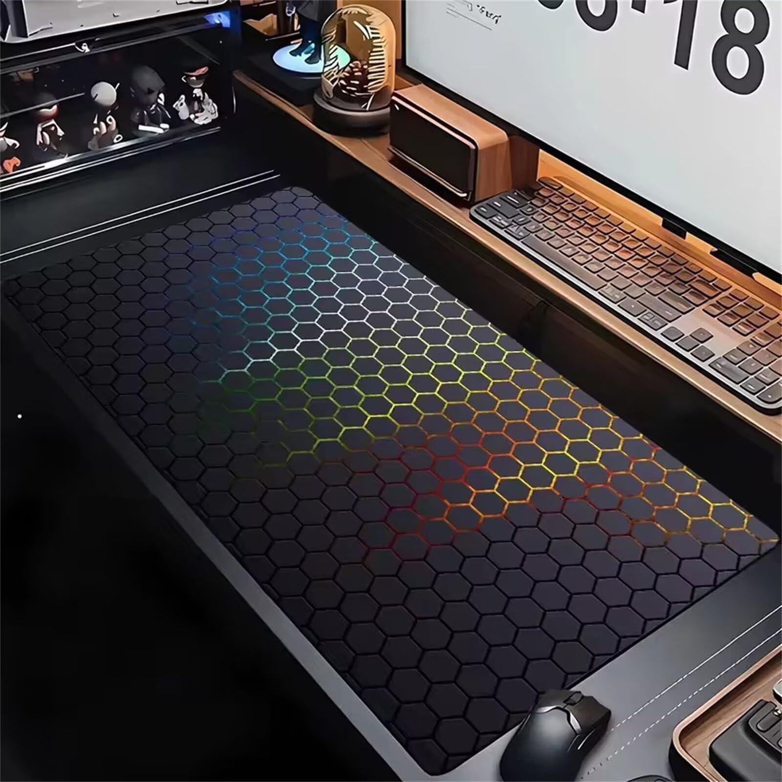 Alfombrilla Ratón Gaming XXL,1500x800x2mm Mouse Pad Gaming,Tapete Escritorio Grande con Bordes Cosidos y Base de Goma Antideslizante Mousepad para Jugadores,PC,Oficina,Hogar(Abstracción geométrica)