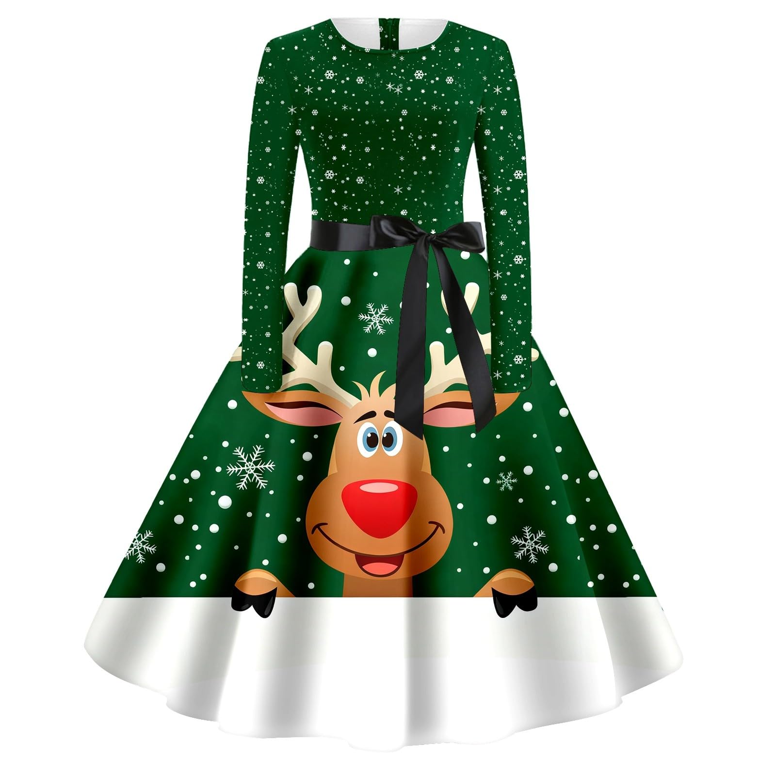 2026 décontractée à imprimé Floral Manches Longues col Rond Coupe trapèze Ceinture nouée élégante pour fêtes Occasions Quotidiennes Bureau ou Vacances Automne Hiver