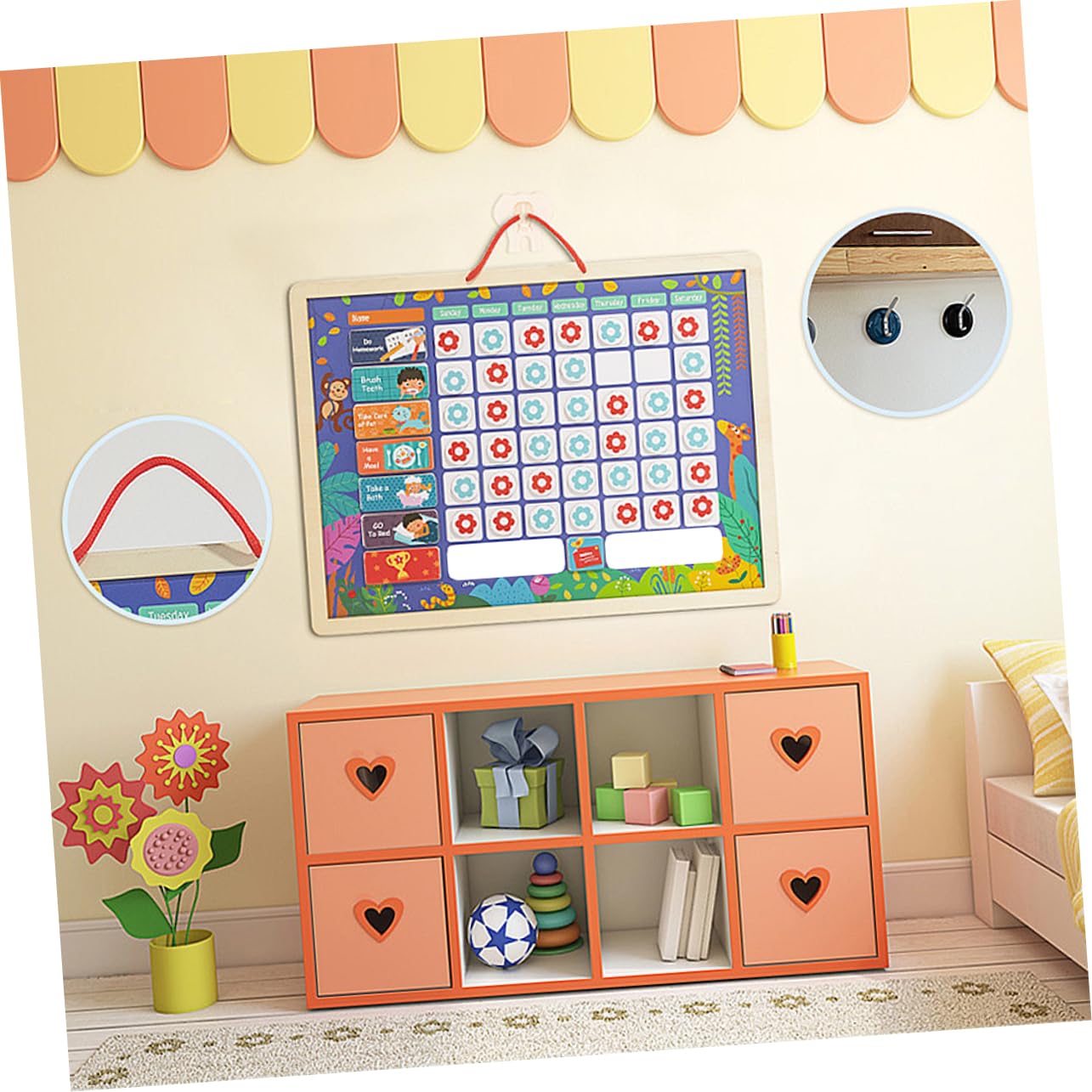 NUOBESTY Tabla de Recompensas para Niños Estándar de Madera Colgante | Autodisciplina y Registro de Crecimiento, Reutilizable, Hábitos de Conducta y Organización