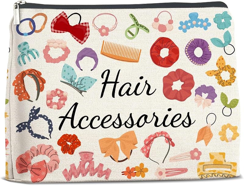 Necessaire de maquiagem LyoGao com estampa de cabelo, zíper e material de poliéster
