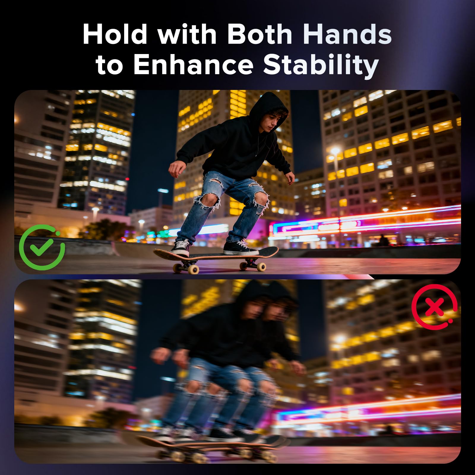 Anello luminoso magnetico RGB per selfie per iPhone e Android (con mini treppiede), magnete a doppio lato, stabilizzatore portatile a LED, batteria integrata per YouTube, TikTok, Vlogging