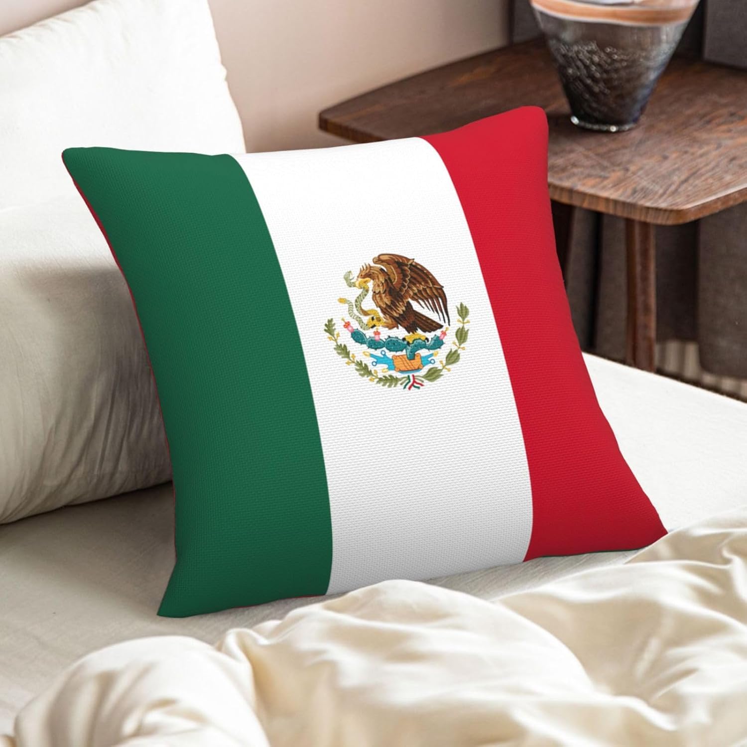Flag of Mexico Imitation Linen Pillowcase -2 Sets, Fashionable Home Decoration, Used for Sofas, Gardens, beds