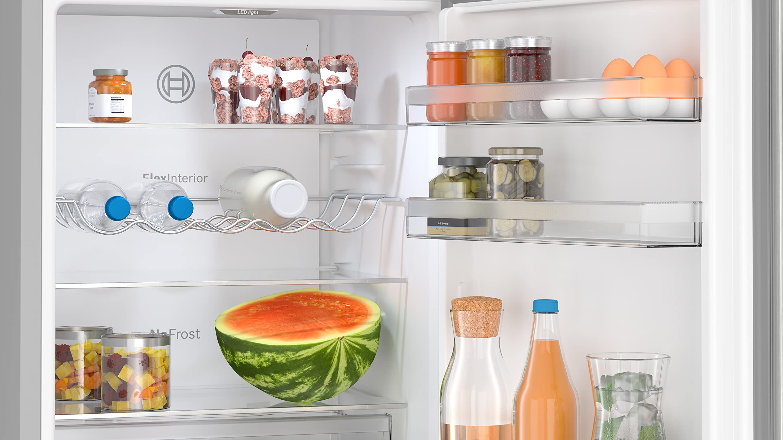 Bosch Elettrodomestici, Serie 4, Frigo-congelatore combinato da libero posizionamento, 186 x 60 cm, Inox look KGN362LDF