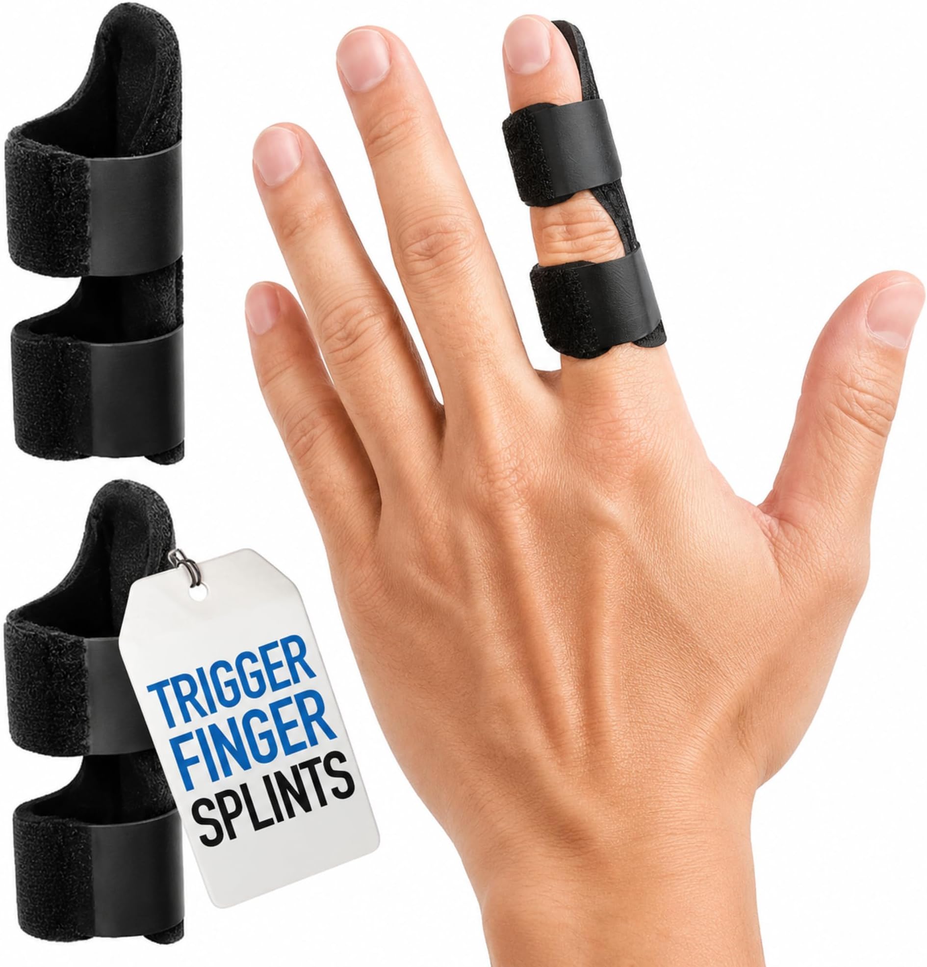 Trigger Finger Splint Finger Brace | Index Middle Ring Broken Pinky Fingers Splints | Arthritis & Tenosynovitis Pain Relief | Mallet Brace Straightener Immobilizer l Thumb Guard Protector | 2 PACK