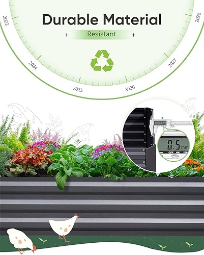 Miniatura 6 de Quictent Juego de 2 macetas elevadas de acero galvanizado extra grueso de 4 x 3 x 1 pies con invernadero, 2 ventanas grandes con cremallera de doble