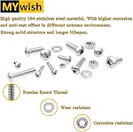 Mywish 1290 Pièces M2 M3 M4 M5 Kit d'assortiment, vis métriques 304 Chaussette à tête de bouton en acier inoxydable Bouchon métrique Assortiment à vis avec rondelles/noix/bras à l'hex 16 Tailles
