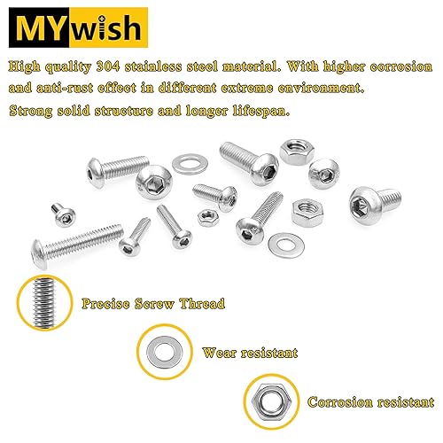 Miniatura 3 de 1290 piezas M2 M3 M4 M5 Kit surtido de tornillos de acero inoxidable 304 con cabeza de botón de acero inoxidable 304, tornillos métricos con