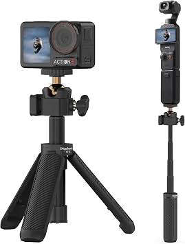 MINIFOCUS Extendable Mini Camera Tripod, 360 Ball Head with Cold Shoe, 4 Levels Adjustment Small Selfie Stick for Gopro Hero 13/12/11/10 DJI Osmo Pocket 4/3 Action 5 Pro insta360 X5/X4