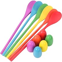 CircleCraft 12 PCS Wooden Egg Spoon Race Game Set for Kids & Adults Balance Relay Carnival Outdoor Party Games for Birthday, School, Easter Events