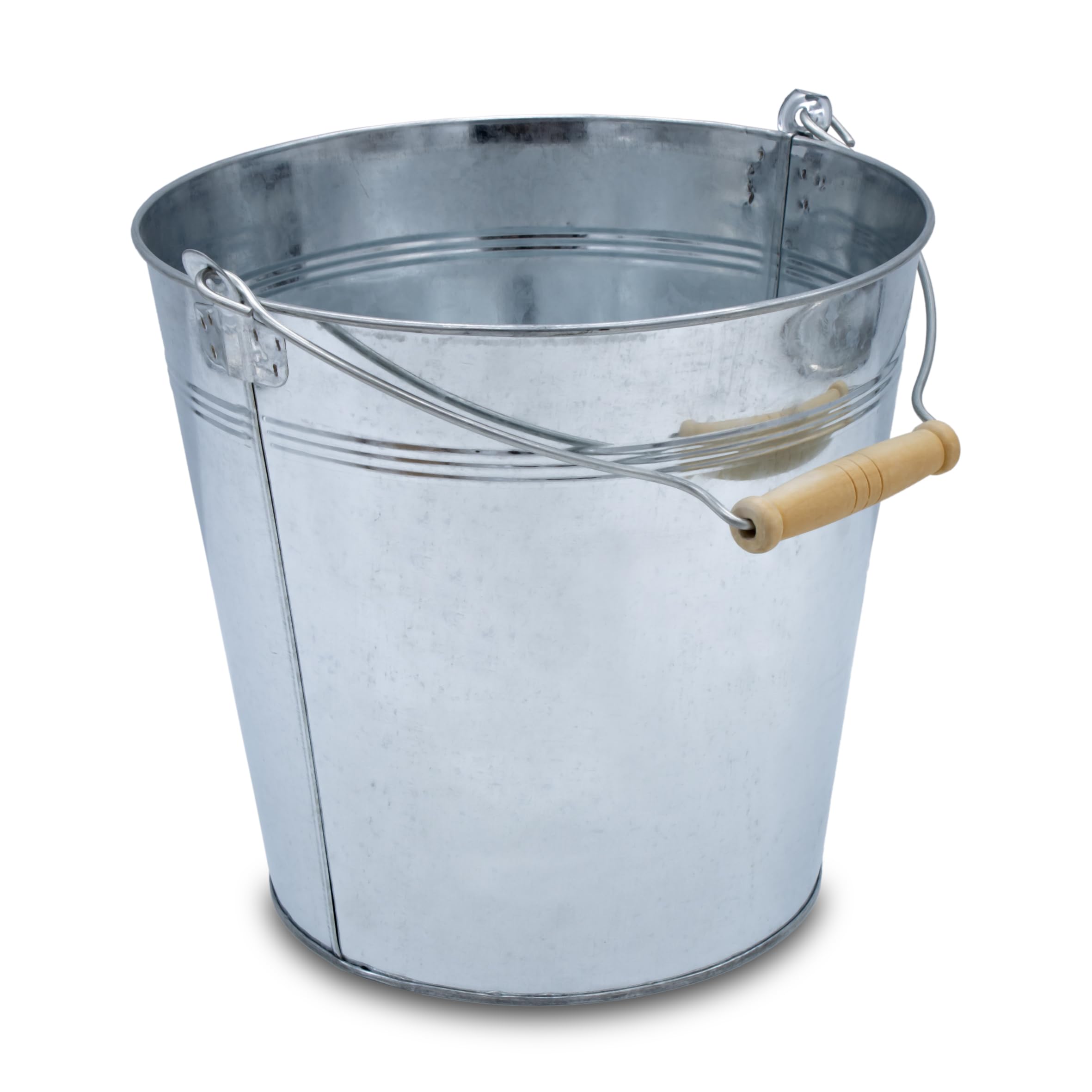 Spetebo Seau En Zinc Avec Poignée En Bois 10 Litres - Galvanisé Robuste