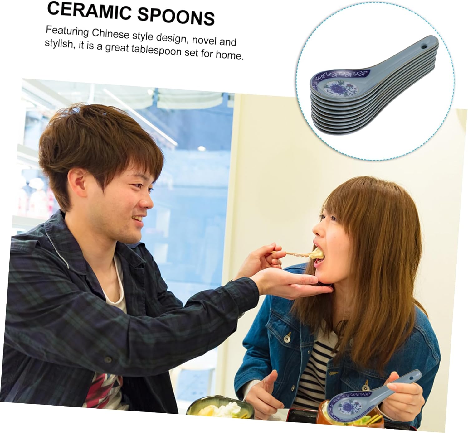 30 Pcs Tablespoon Chinese Soba Hand Painted Spoon Noodle Spoon Ramen Bowl Soup Spoon Soup Spoons Asian Style Spoons Blue and White Porcelain Hand-pulled Noodle Ceramics