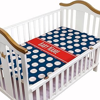 Personalized Fitted Crib Sheets with Name for Boys, Custom Baseball Baby Crib Sheet for Standard Crib & Toddler Bed Mattress, Soft and Safe Nursery Bedding 28â€ x 52â€ x 8â€