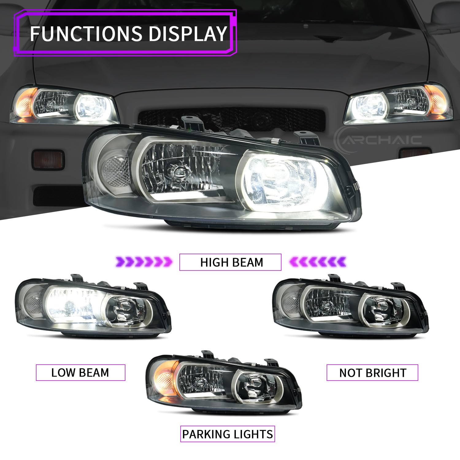 Amazon | Archaic製 日産 スカイライン R34 用 LED ヘッドライト E