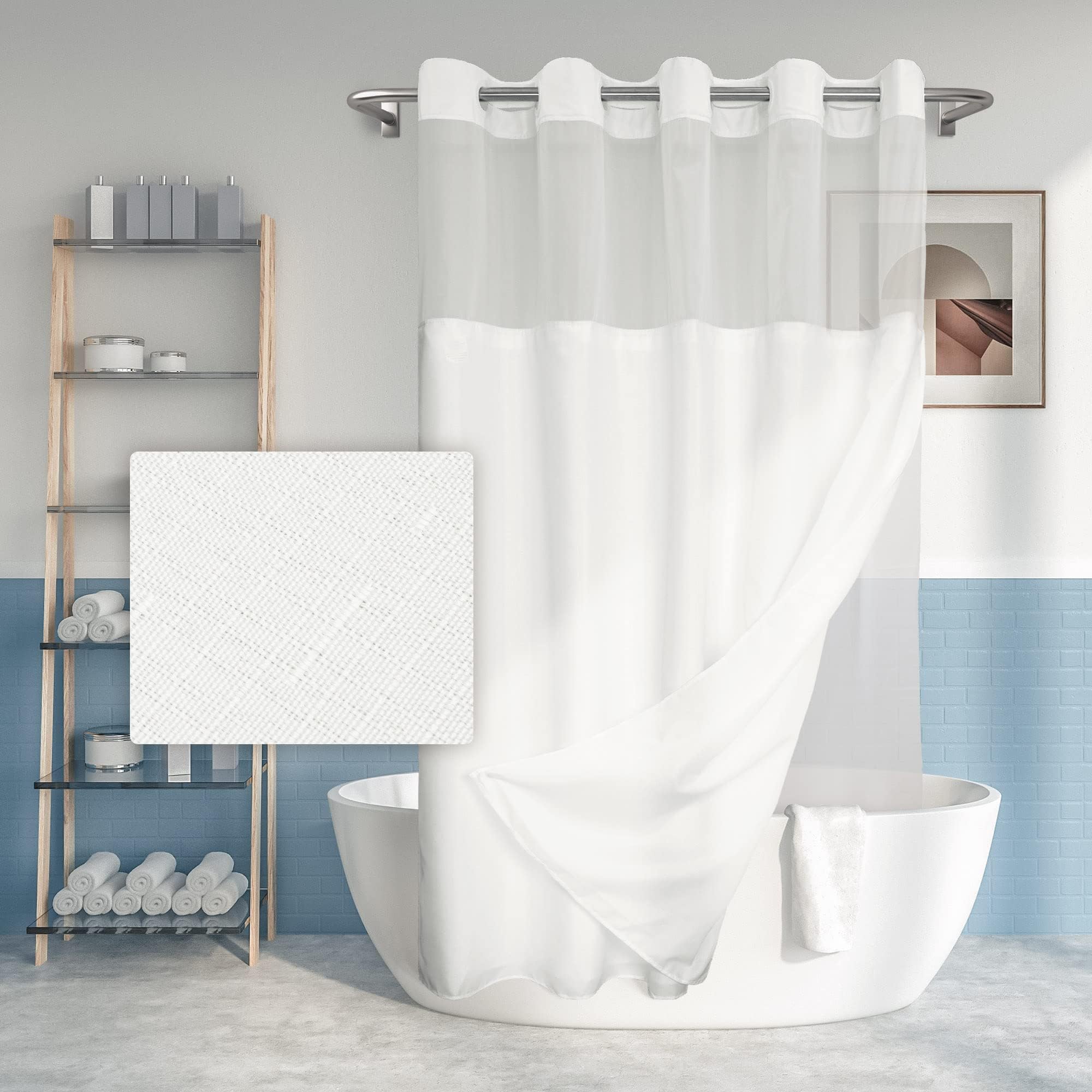 Amazon.com: Conbo Mio 2 Pack Hotel Fabric Snap in Shower Curtain Liner ...