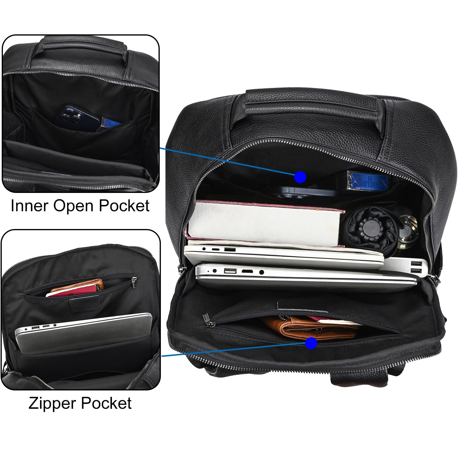 Zaino Business Uomo Pelle Vintage Zaini per 15,6 pollici MacBook Laptop Daypack per Ufficio Zainetto Grande in Vera Pelle, Zaino per computer portatile da uomo
