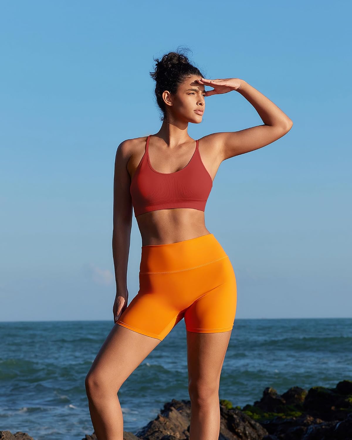 RUNNING GIRL Sports Bras for Women,Sexy Crisscross Back Seamless Supportive Sports Bra Medium Support with Removable Pads