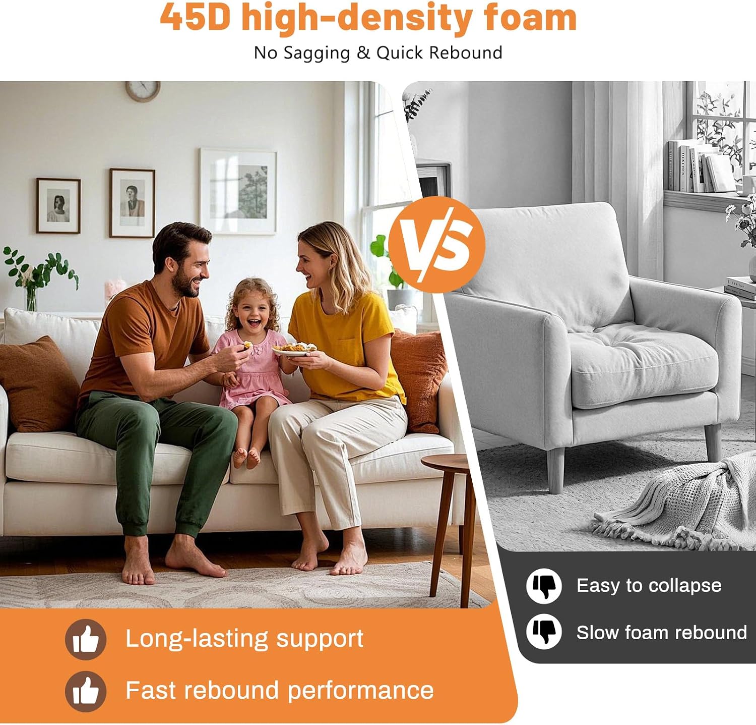 Couch Cushion Support 22"x22"x2.4" Couch Support 1Pack Gray Curved | Couch Supports for Sagging Cushions 45D High Density Foam Couch Cushion Replacement for Heavy Couch Sagging Repair