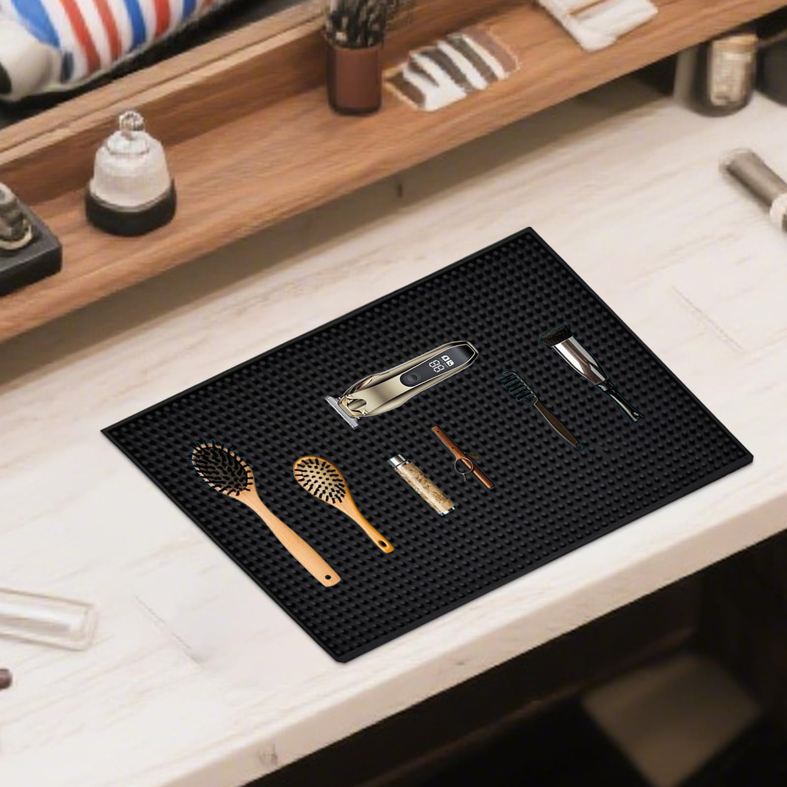 Tapis de salon pour coiffure en silicone - Organisateur d'outils de coiffure