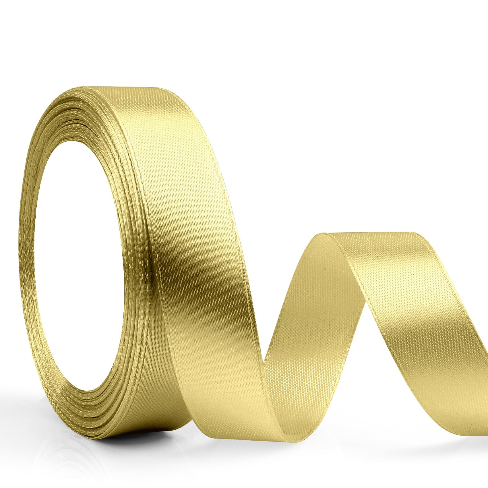Champagne Gold Satin Ribbons for Gift Wrapping & Decor - 20mm x 23m