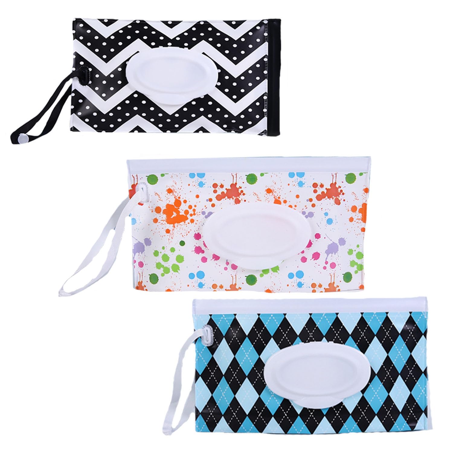 3 Pack Baby Wipes Dispenser,Reusable Portable Wipe Holder,Travel Wipes Pouch Baby Wipes Containe,Wet Wipe Bag for Baby or Personal