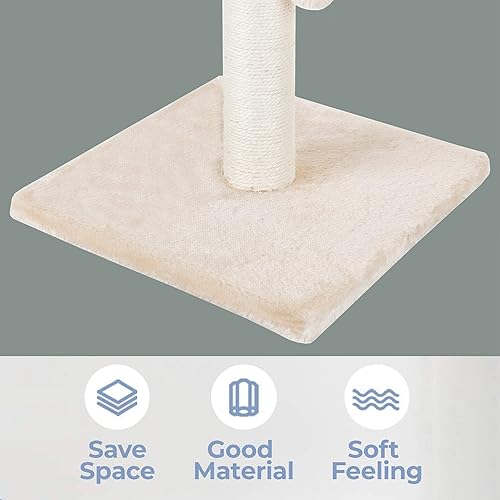 Miniatura 5 de Dimaka Poste rascador para gatos de 29 pulgadas, cuerda de sisal natural con 4 bolas de juguete para gatos grandes (beige)