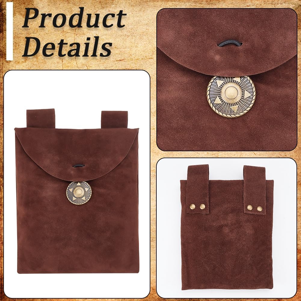 Vintage Belt Bag Velvet Belt Pouch Waist Packs Viking Knight Rectangle Medieval Waist Bag with Button Purse Pocket for Show Cosplay Props Casual LARP Ren Faire Costume Accessories 6x7 Inch - Image 7