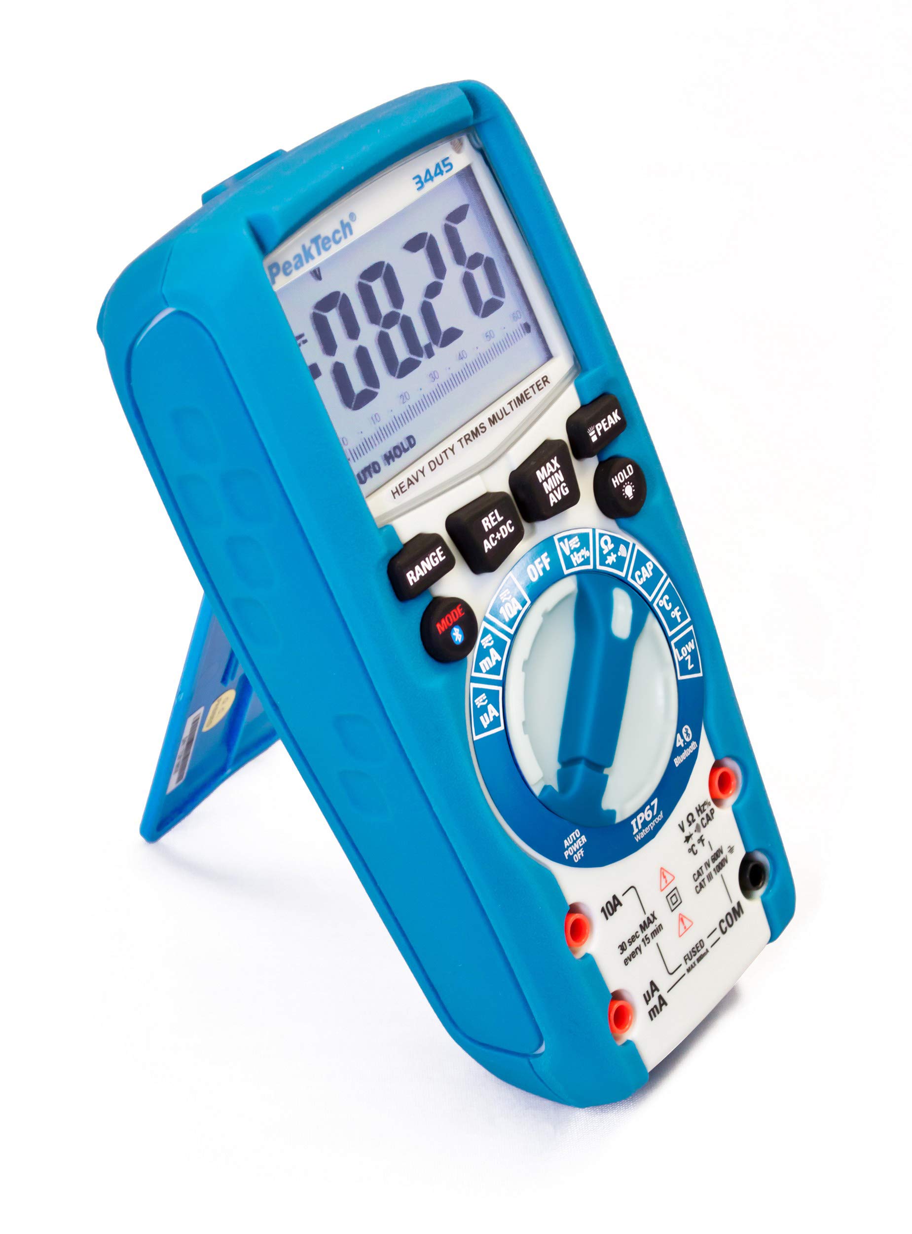 PeakTech 3445 - True RMS Digital Multimeter mit 4.0 Bluetooth & Peak Tech P 8200 – Messzubehör Set für Digital Multimeter, Prüfkabel Set, Elektronik Sortiment mit Prüfkabel - 14-teilig inkl. Tasche