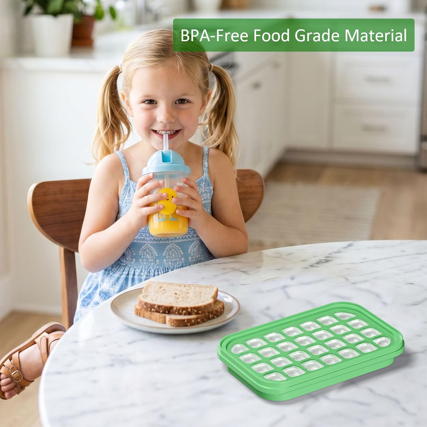 habgp Ice Cube Tray with Lid & Bin, Ice Cube Tray for Freezer with 56 Cubes