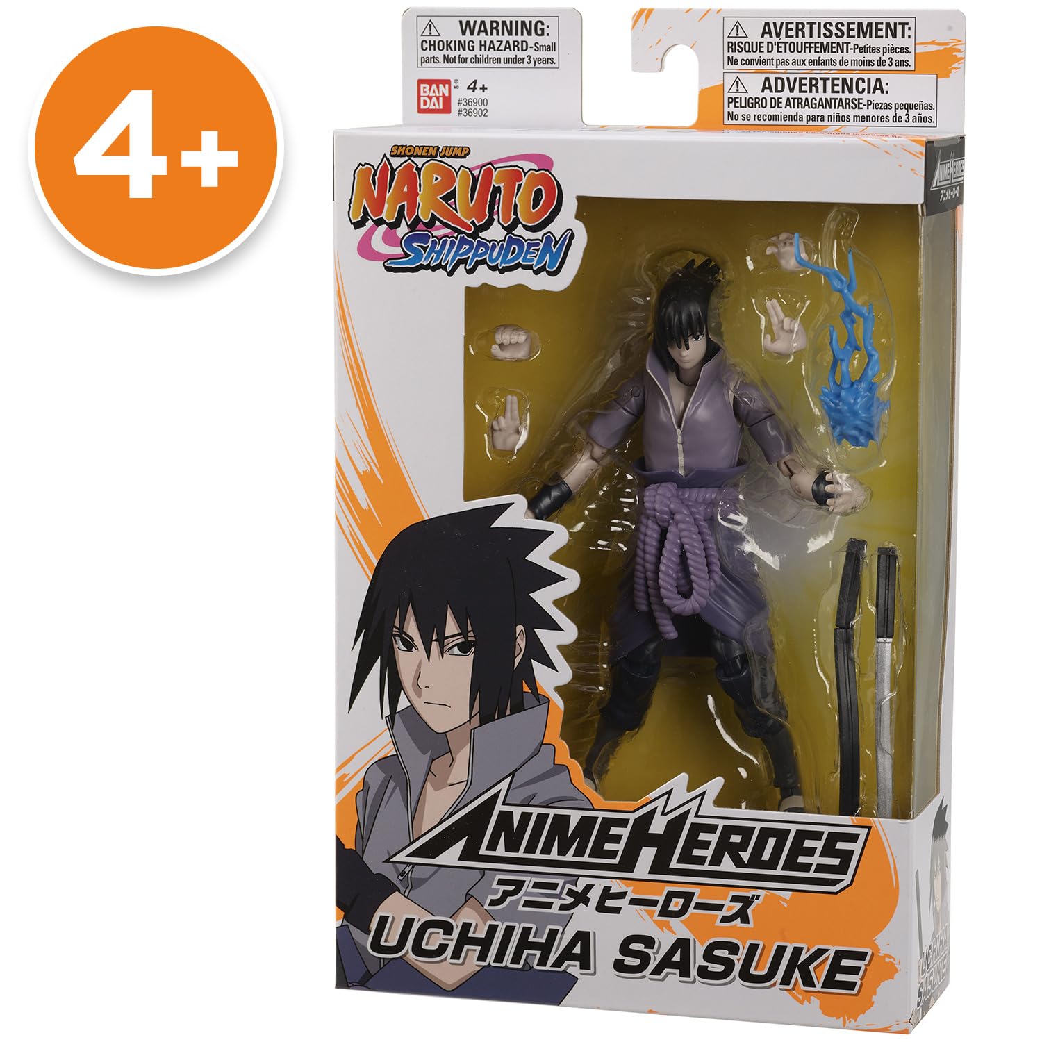 Bandai - Anime Heroes - Naruto Shippuden - Anime Heroes Figur 17 cm - Sasuke Uchiwa - Offizielle Naruto Lizenz - Gelenkige Sasuke-Figur - Manga Actionfigur - Spielzeug für Kinder ab 4 Jahren - 36902